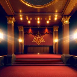 Interior Theater Curtain: Elegant Hall Covering with Architectural Light