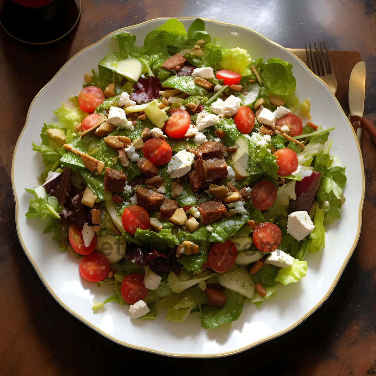 Picture of Healthy Grilled Chicken Salad with Vegetables and Beans