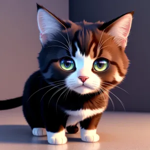 Curious Fluffy Tabby Kitty with Pretty Whiskers