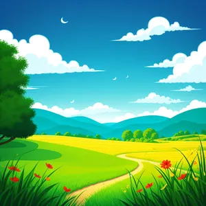 Serene Summer Meadow Under Sunny Sky