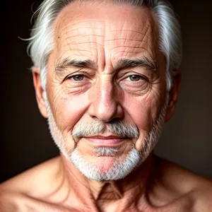 Smiling Senior Man with Gray Hair and Glasses