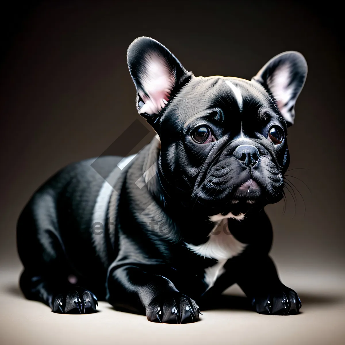 Picture of An endearing Bulldog puppy captured in a studio portrait, radiating cuteness