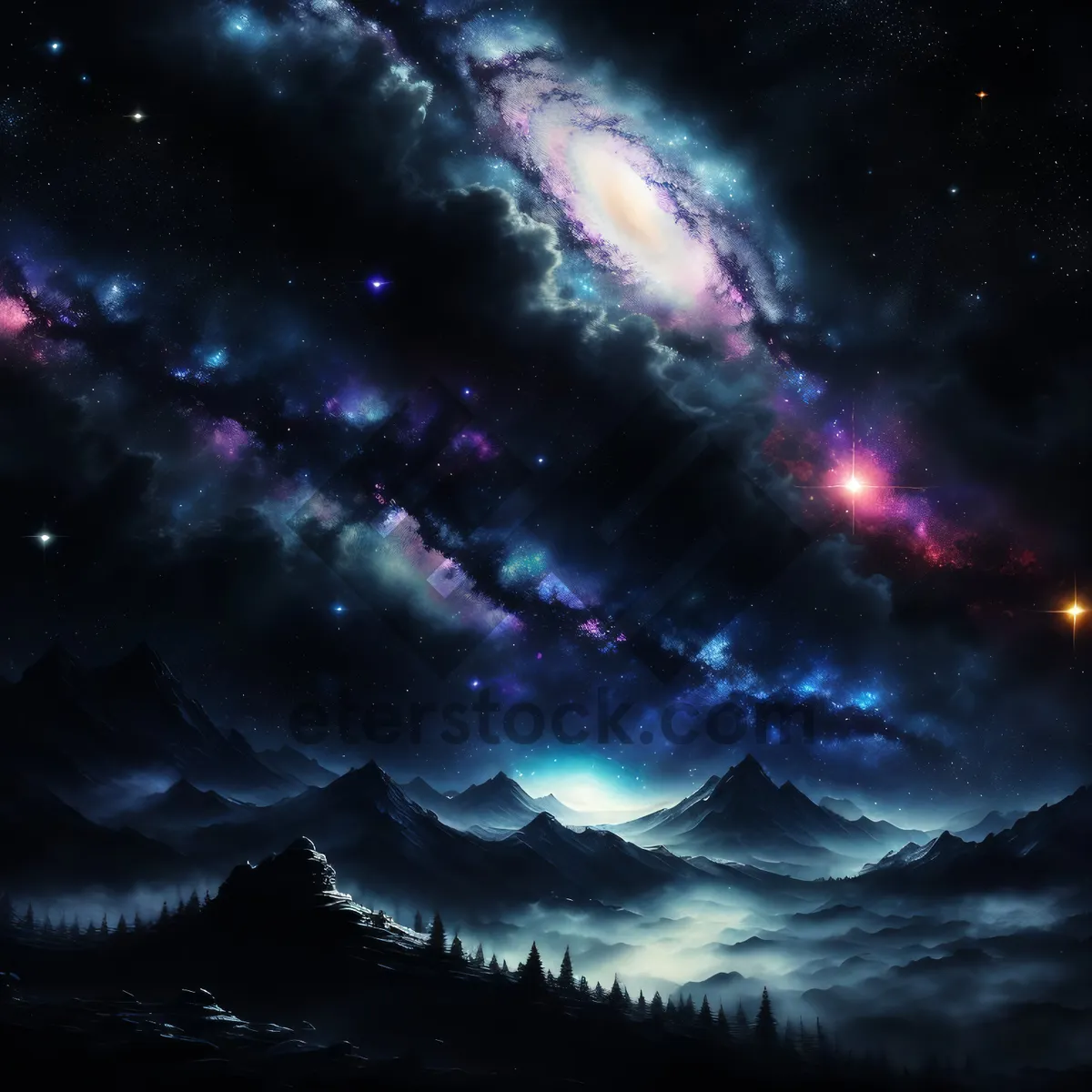 Picture of Galactic Night Sky Art Design Wallpaper