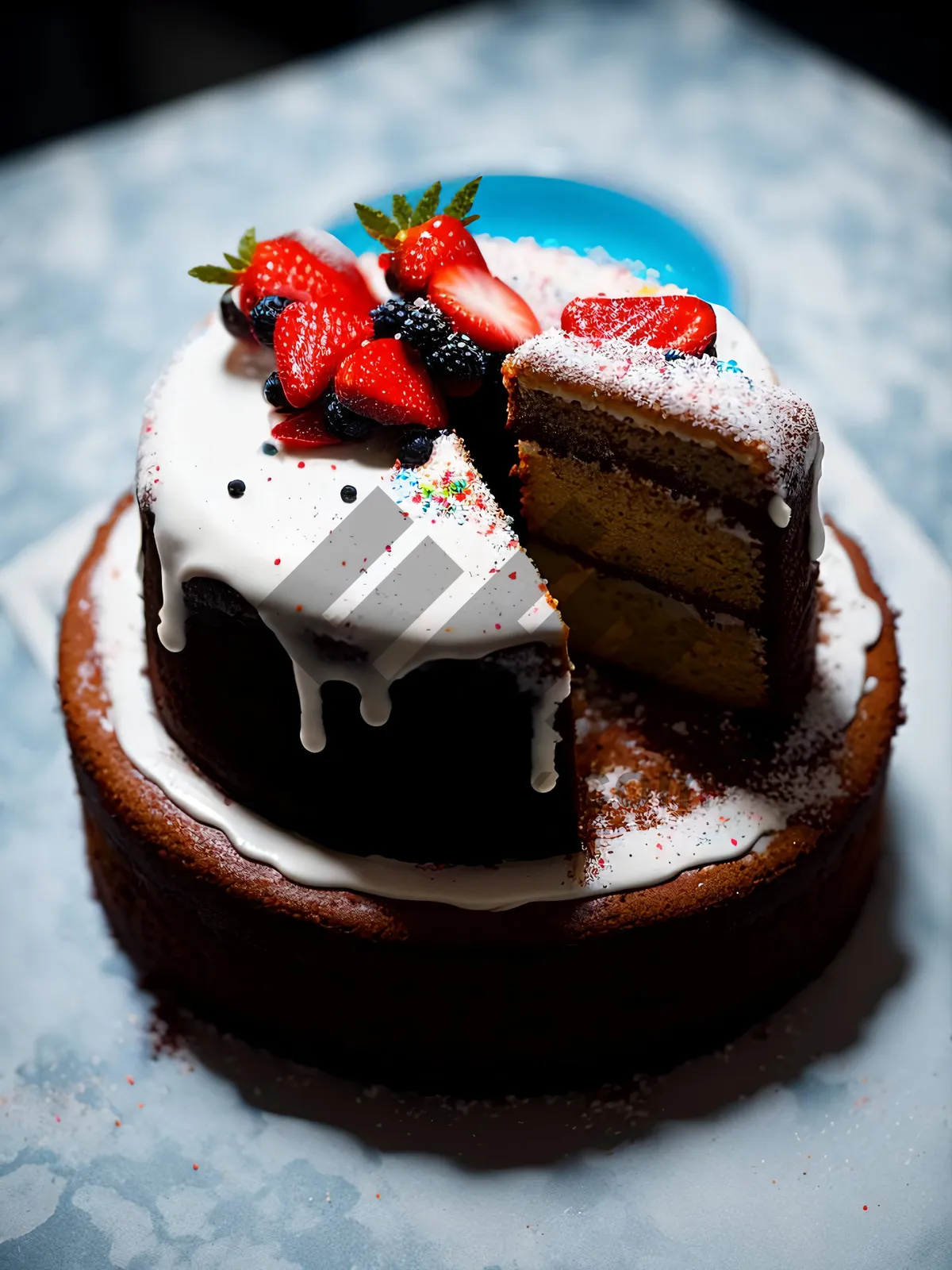 Picture of Delicious Strawberry Chocolate Cake with Cream