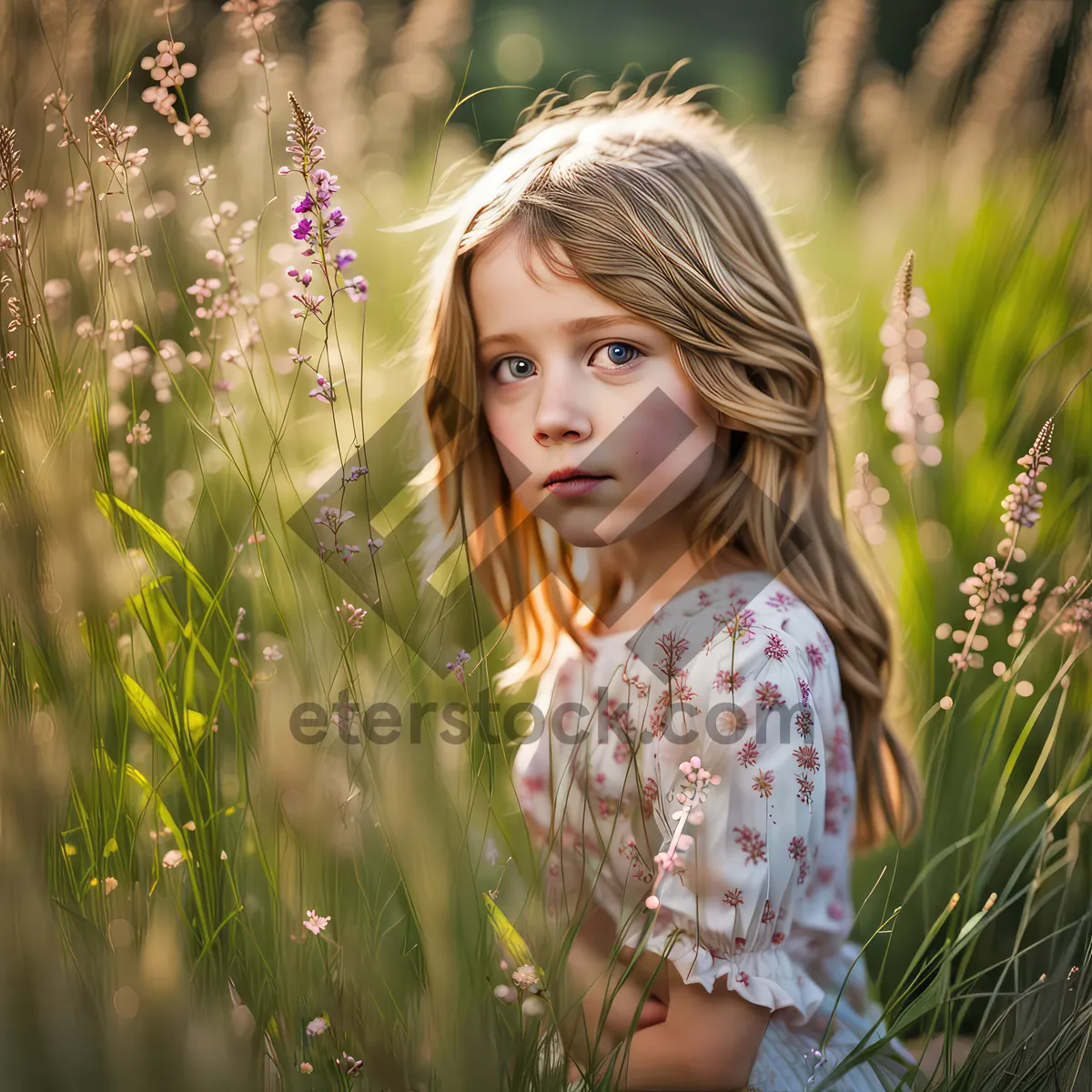 Picture of Smiling Model Enjoying Summer Day in Meadow