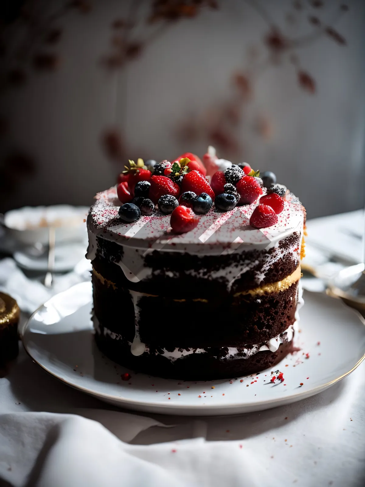 Picture of Delicious Berry Trifle with Chocolate and Mint