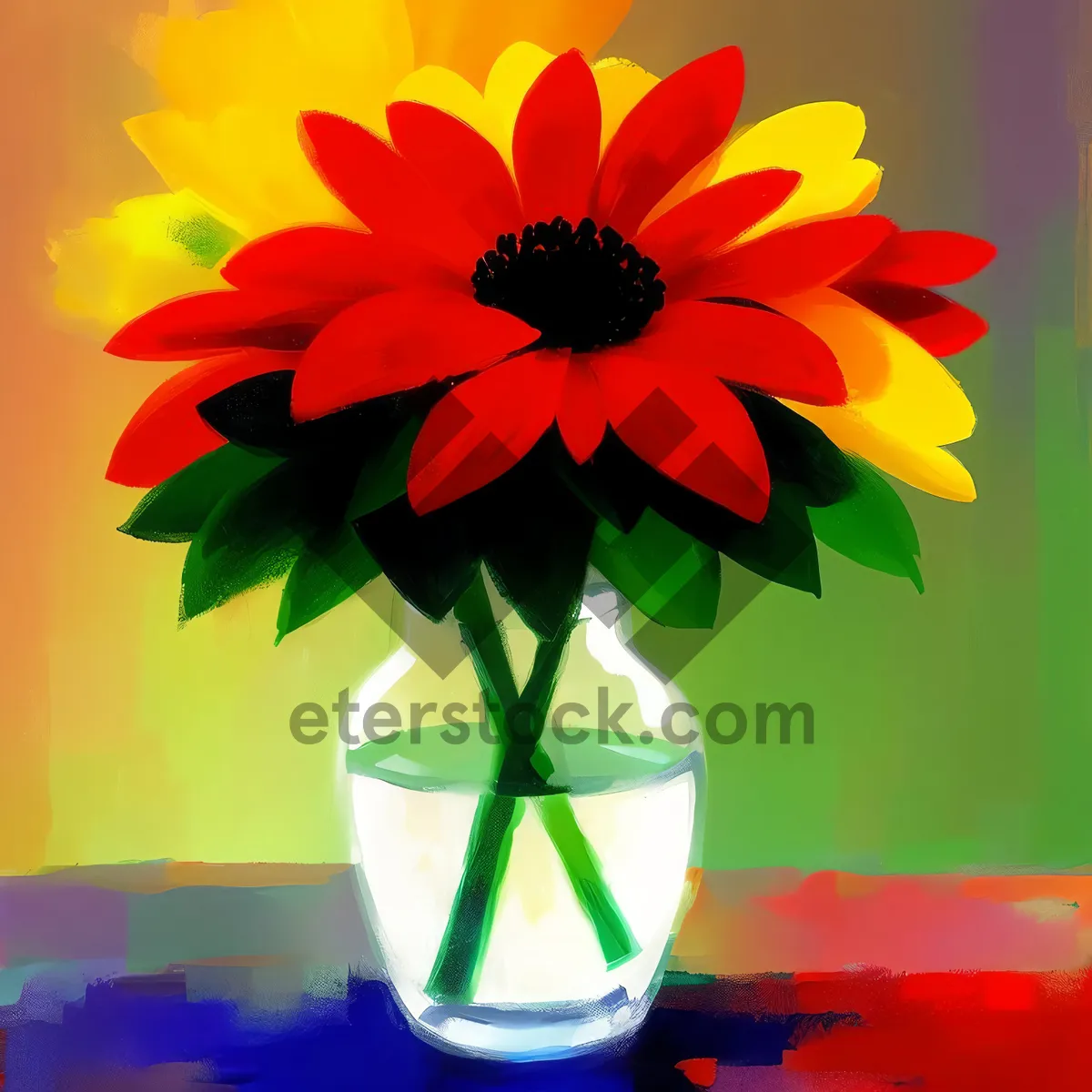 Picture of Vibrant Sunflower Blossom in Bright Orange