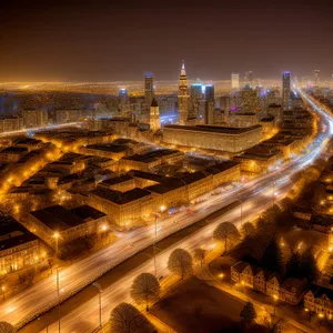 Dynamic Night Scene in Urban Business District