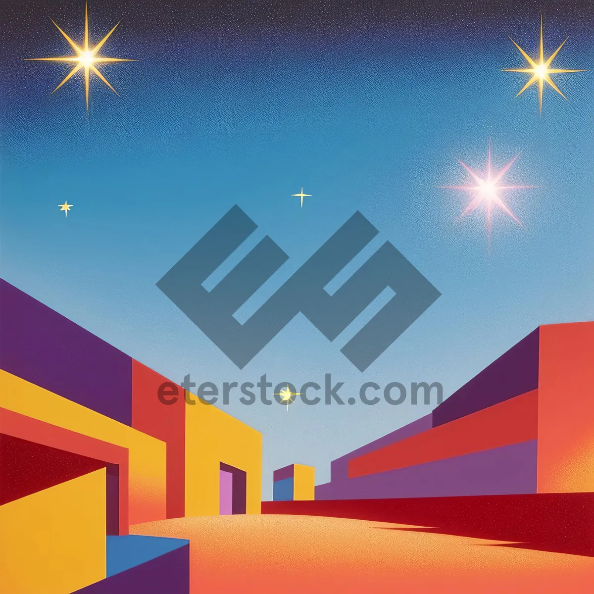 Picture of Vibrant Moonlight Graphic: Artful Design with Bright Symbol