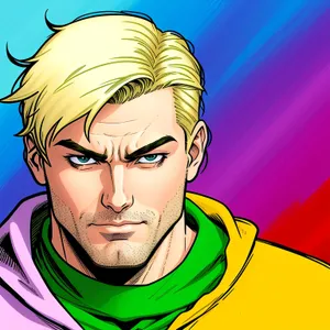 Cartoon Portrait with Unique Hairstyle: Creative Artistic Face
