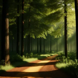 Serene Sunlit Forest Path