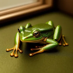 Bulging-Eyed Orange Tree Frog Peeping Out