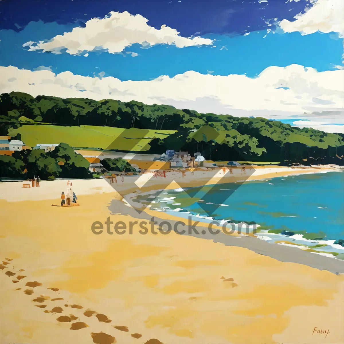 Picture of Tropical Bliss: Coastal paradise with turquoise waves under sunny skies