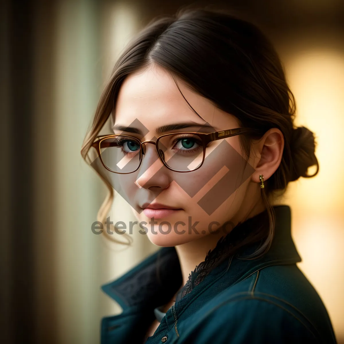 Picture of Smiling Corporate Operator with Fashionable Brunette Hair