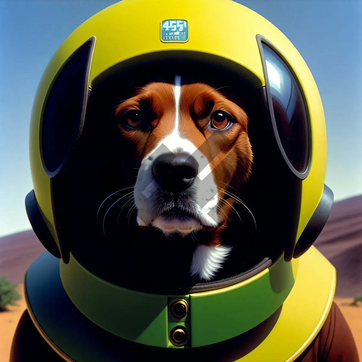 Picture of Beagle Construction Worker: Canine Hunting Dog with Helmet