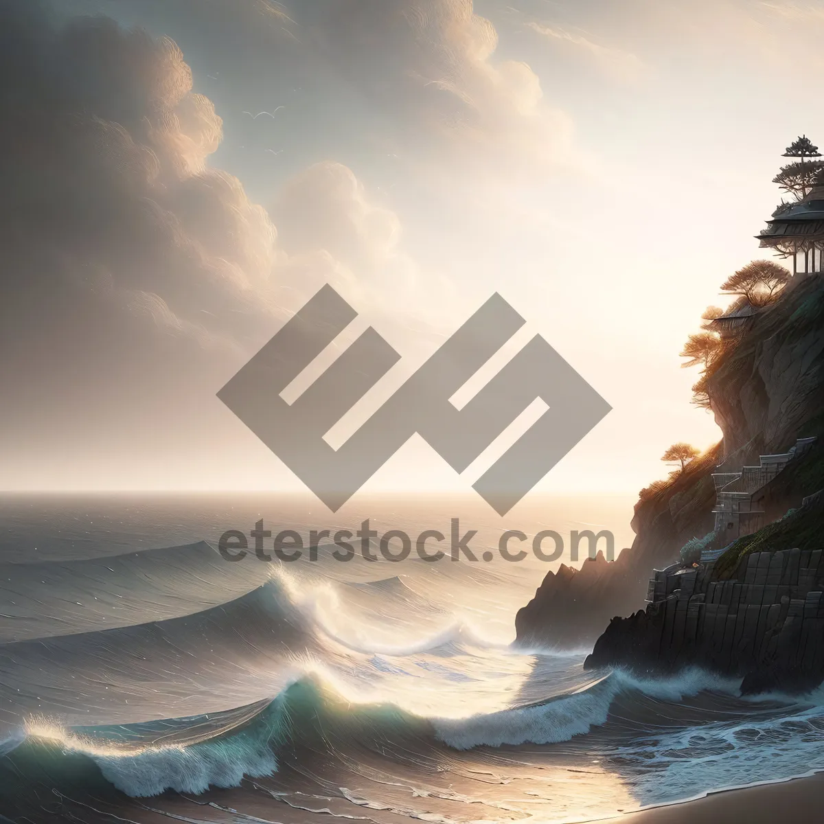 Picture of Serene Sunset over the Ocean.