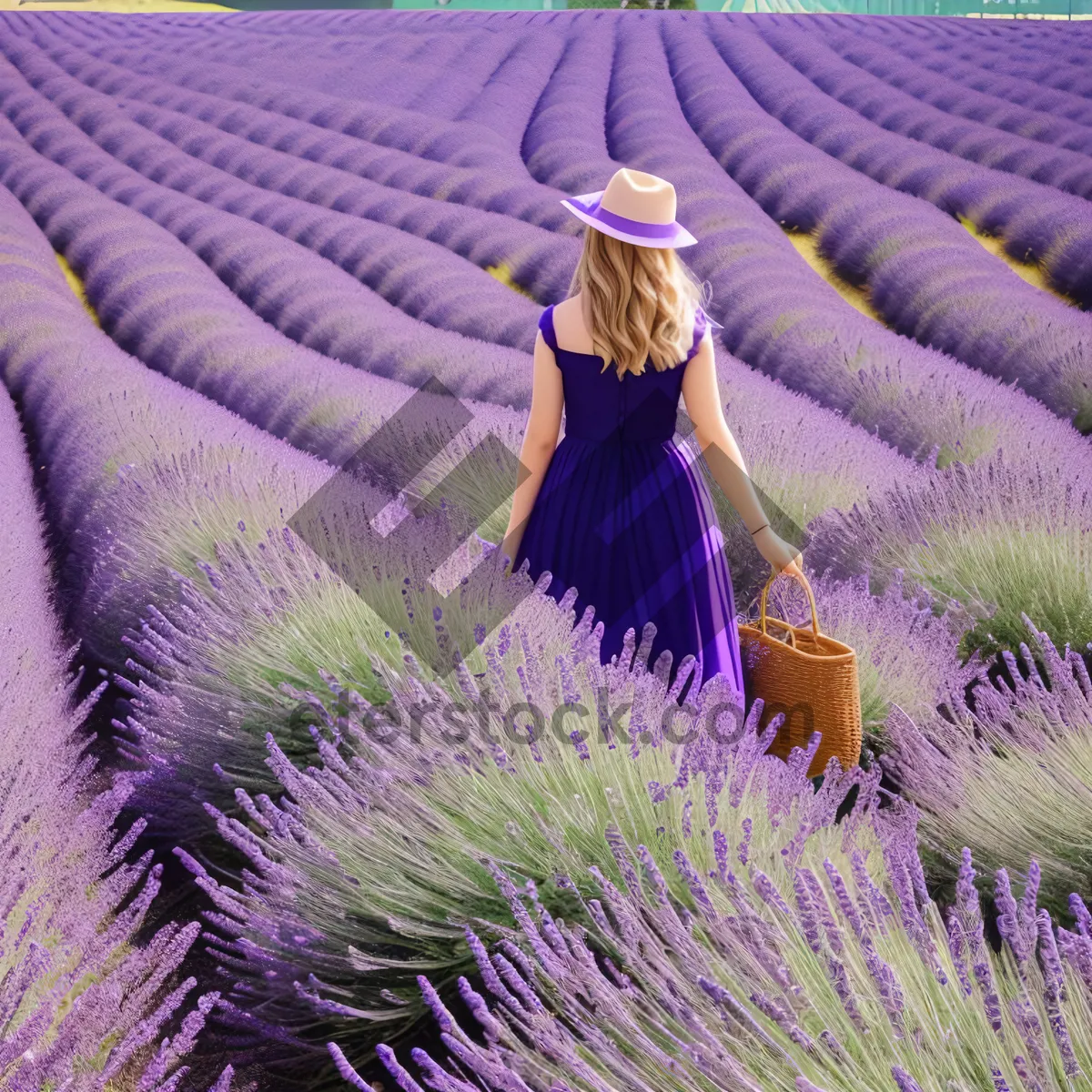 Picture of Purple Lavender in Blooming Field