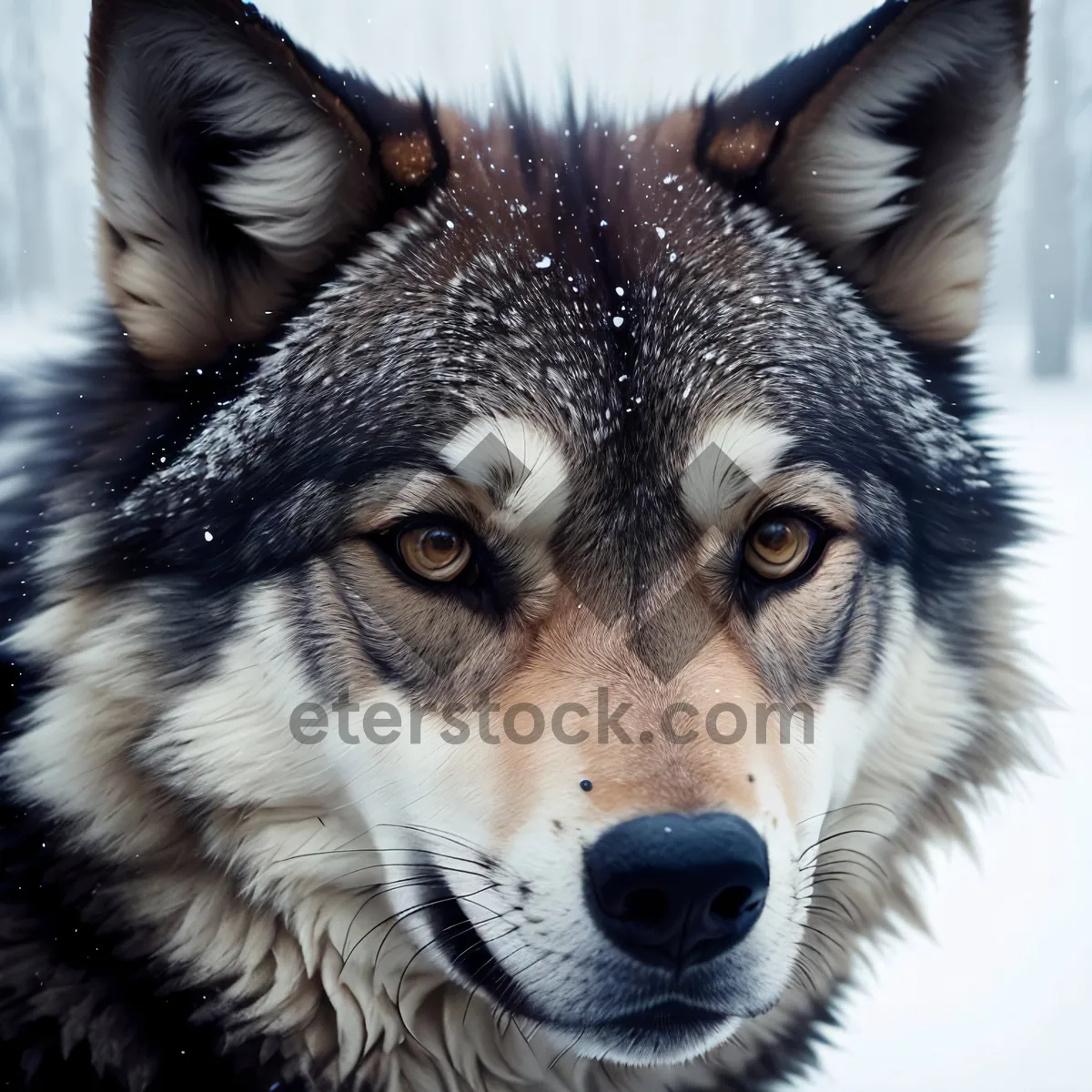 Picture of Adorable Malamute: Purebred Sled Dog with captivating eyes