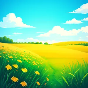 Idyllic Spring Meadows Under Sunlit Sky