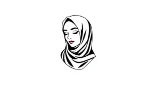 Cartoon housewife with trendy haircut drawing