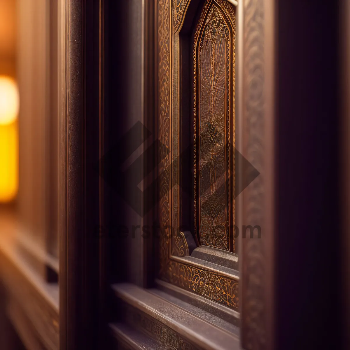 Picture of Old Wooden Doorway with Architectural Columns