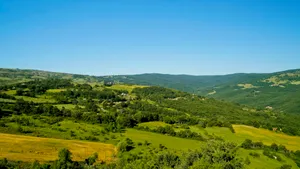 Mountain landscape with tree and sky