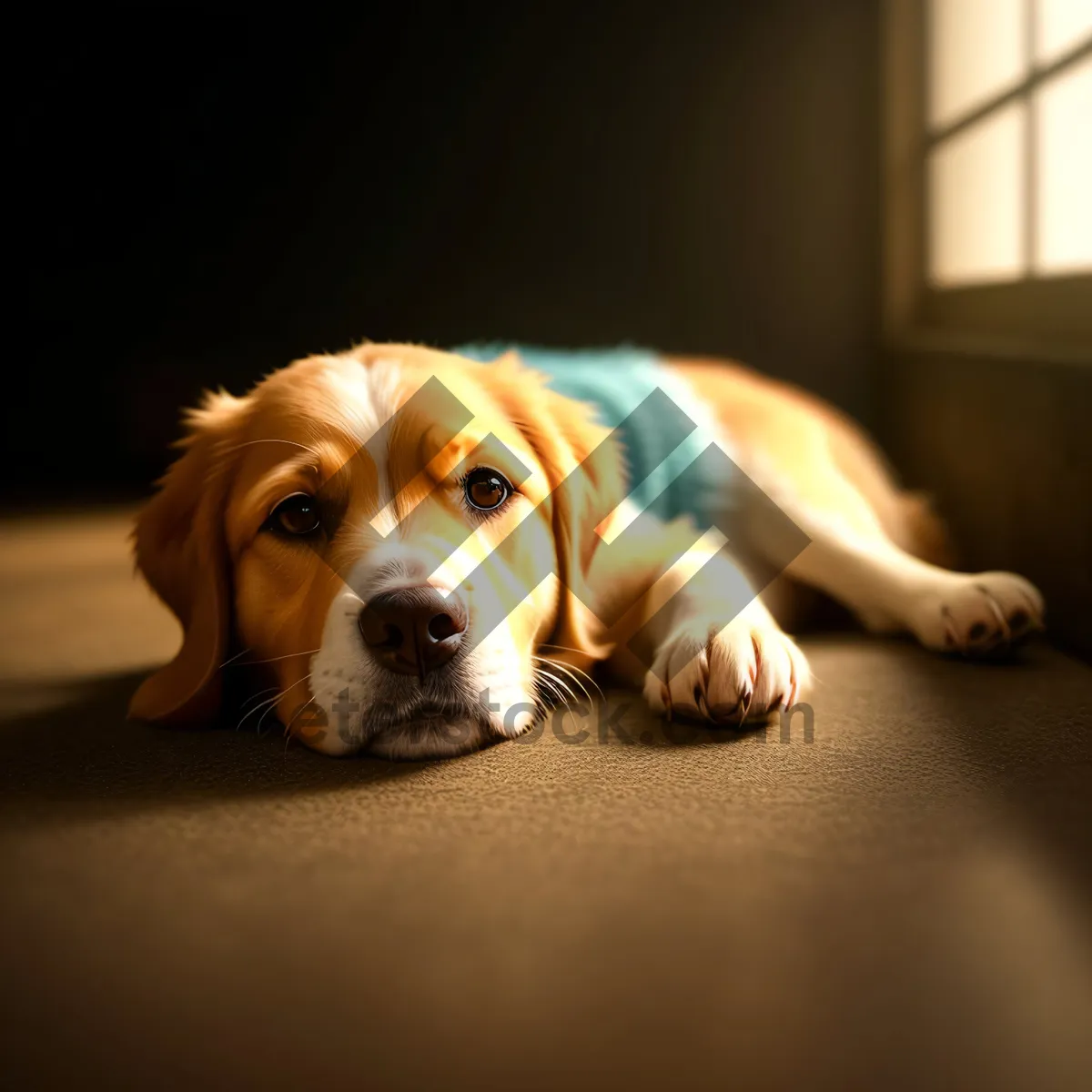 Picture of Golden Retriever Puppy - Adorable Studio Portrait