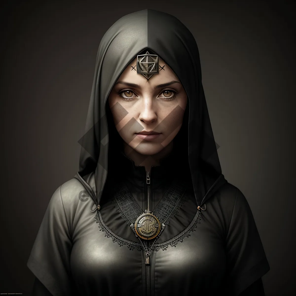 Picture of Stunning Sorceress in Elegant Black Robe