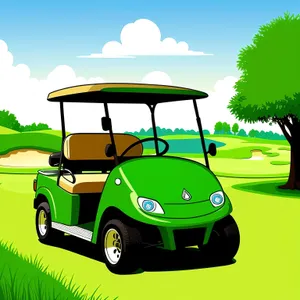Contestant navigating golf course in a sporty car.
