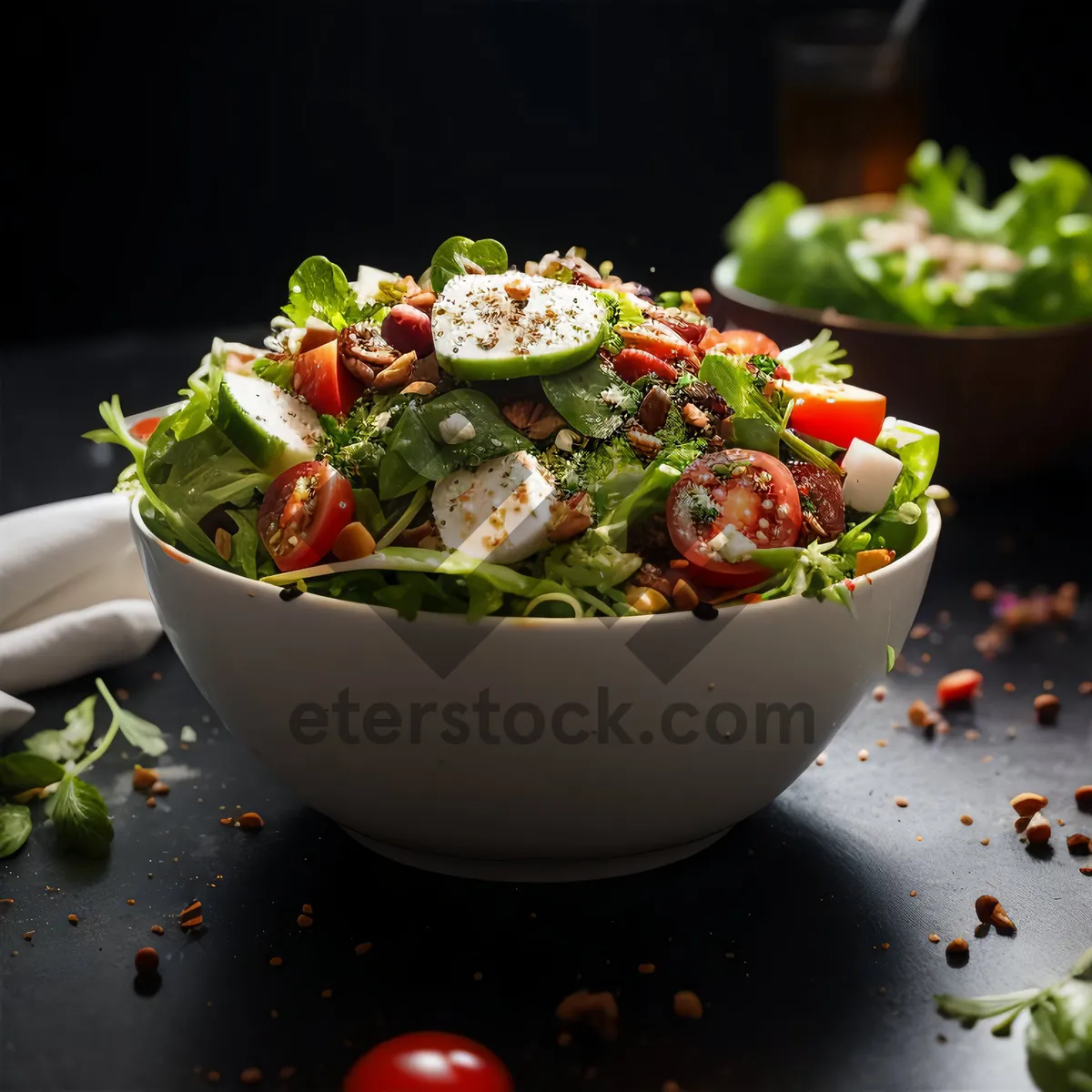 Picture of Fresh and Delicious Vegetable Salad Bowl Closeup