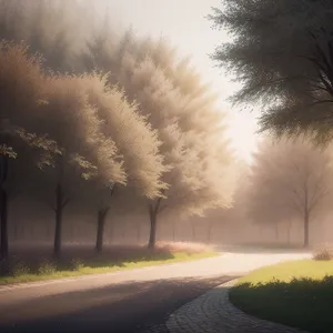 Golden Sunset Over Rural Countryside Road