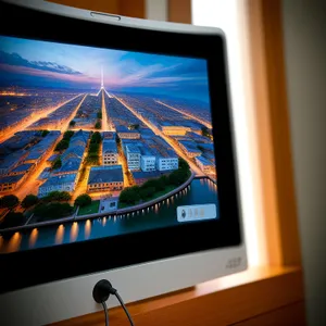 Modern flat screen television monitor for multimedia entertainment.