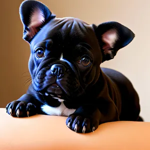 Cute Brown Bulldog with Muzzle Restraint