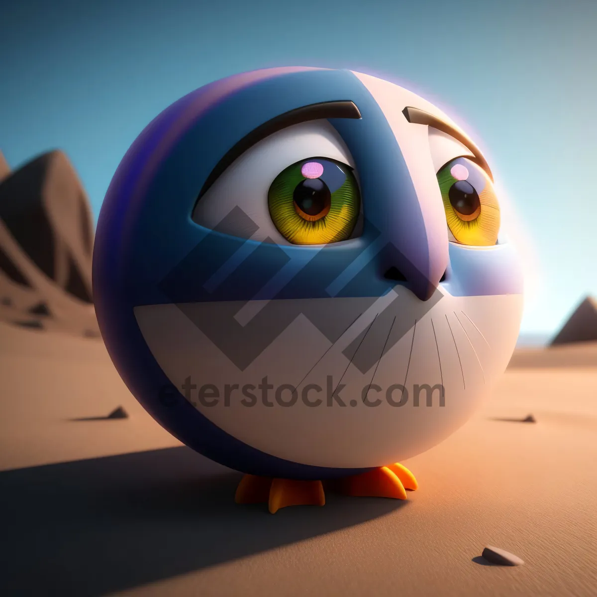 Picture of Round 3D Cartoon Button Icon with Sphere Design