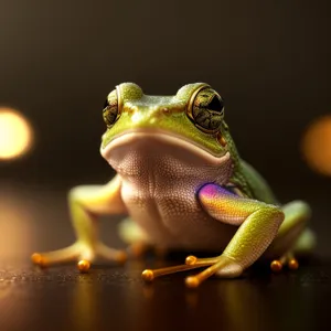 Vibrant Eyed Tree Frog Peeking from Tree