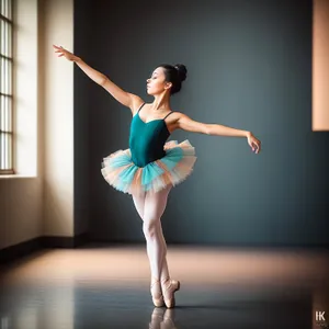 Elegant ballet dancer performing graceful jumps