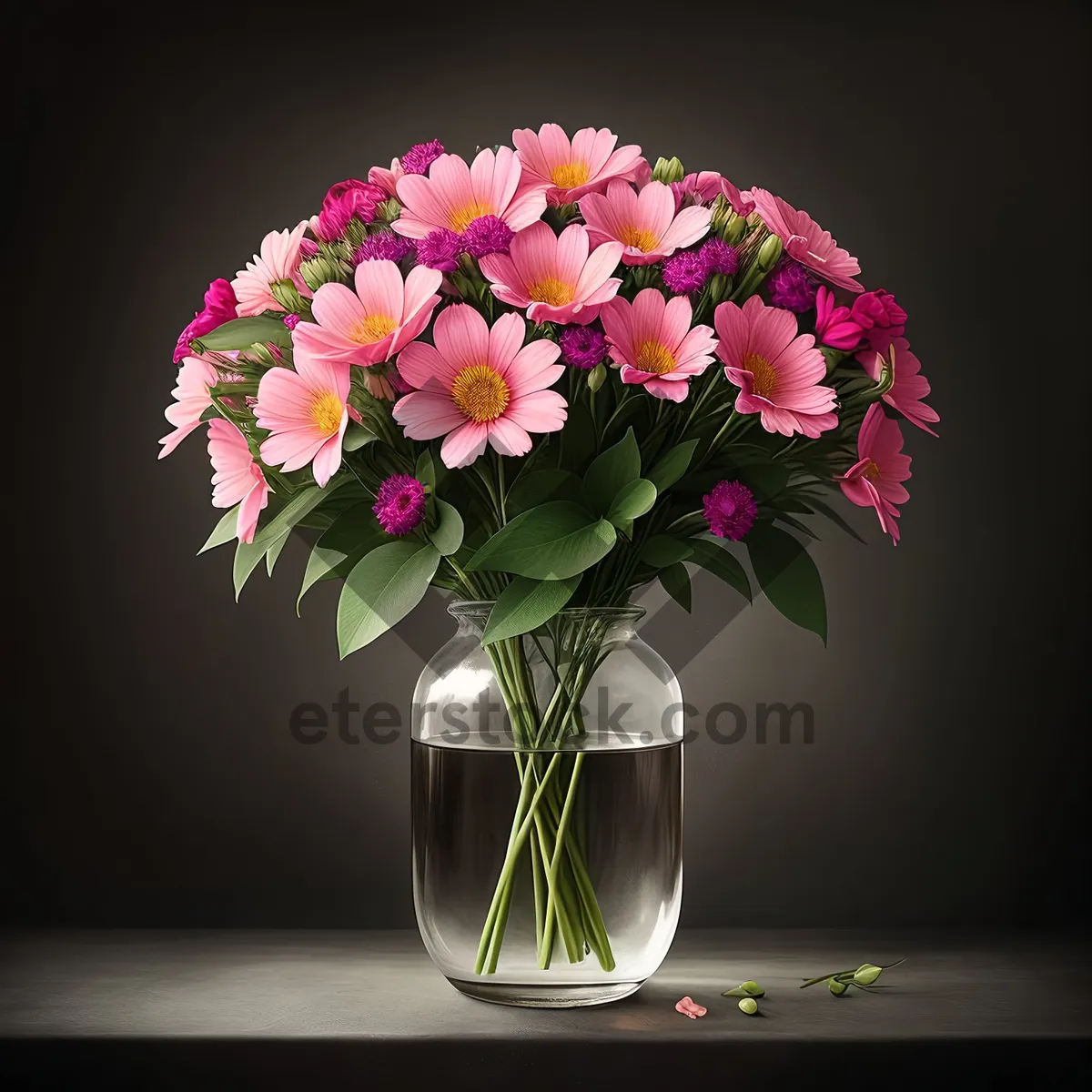 Picture of Pink Floral Blossom Bouquet in Vase