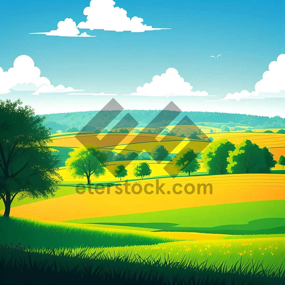 Picture of Vibrant Summer Meadow Under Clear Skies