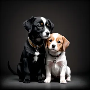 Black Bulldog Puppy Sitting with Adorable Expression