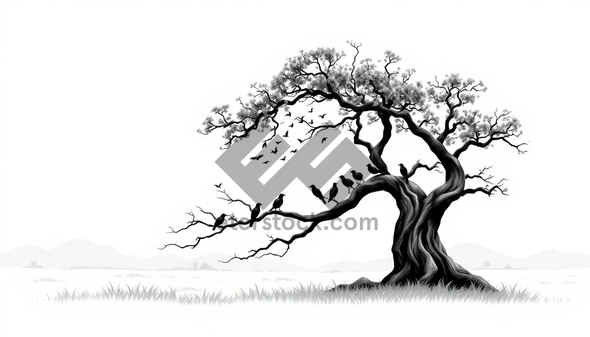 Picture of Black floral tree branch graphic design silhouette.