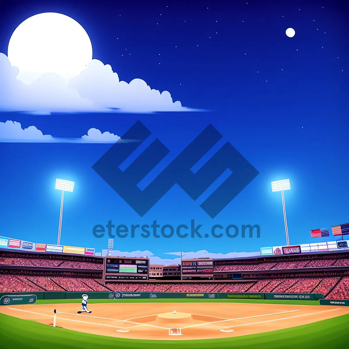 Picture of Night Sky at Football Stadium: Illuminated Spectator Landscape