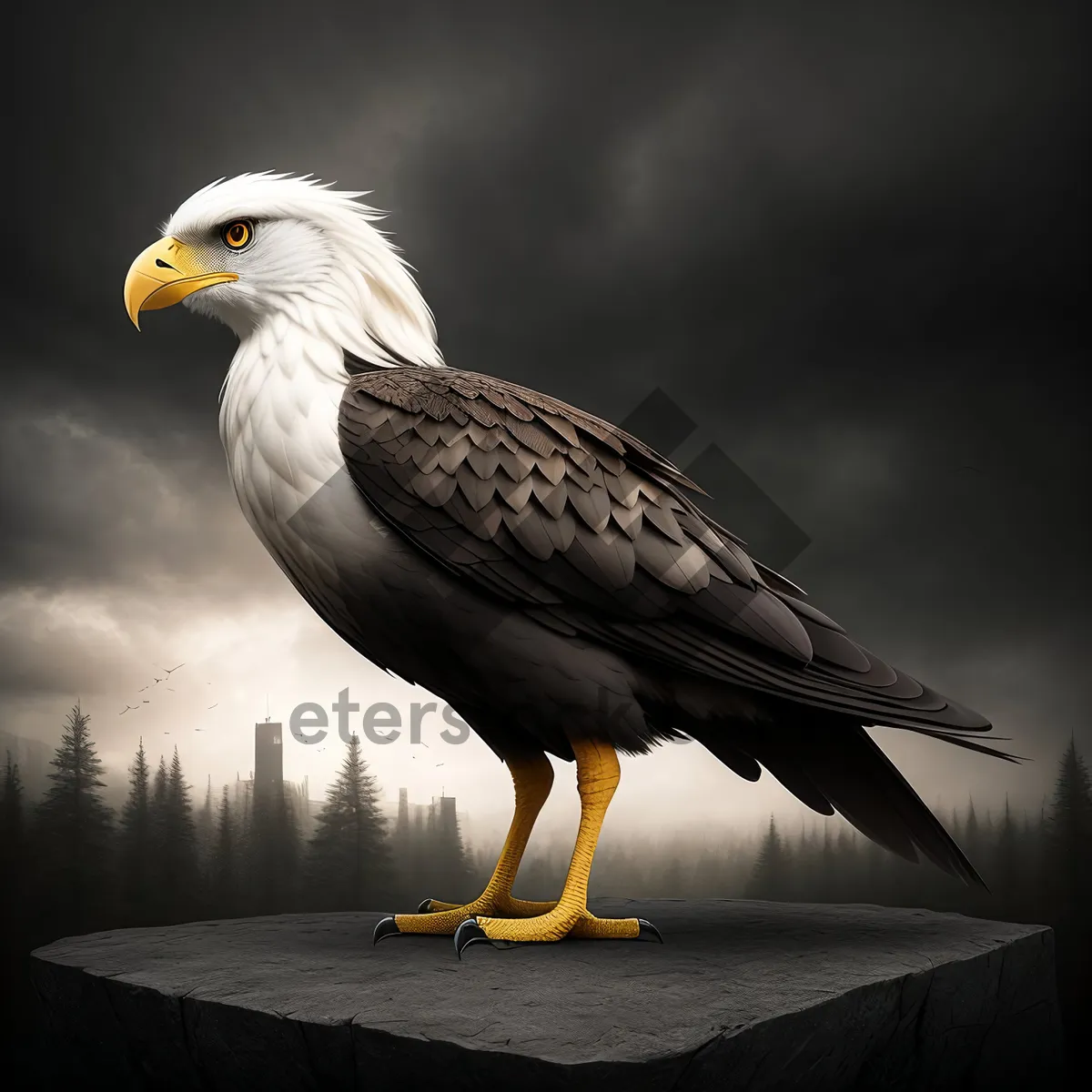 Picture of Majestic Bald Eagle Spreading Its Wings