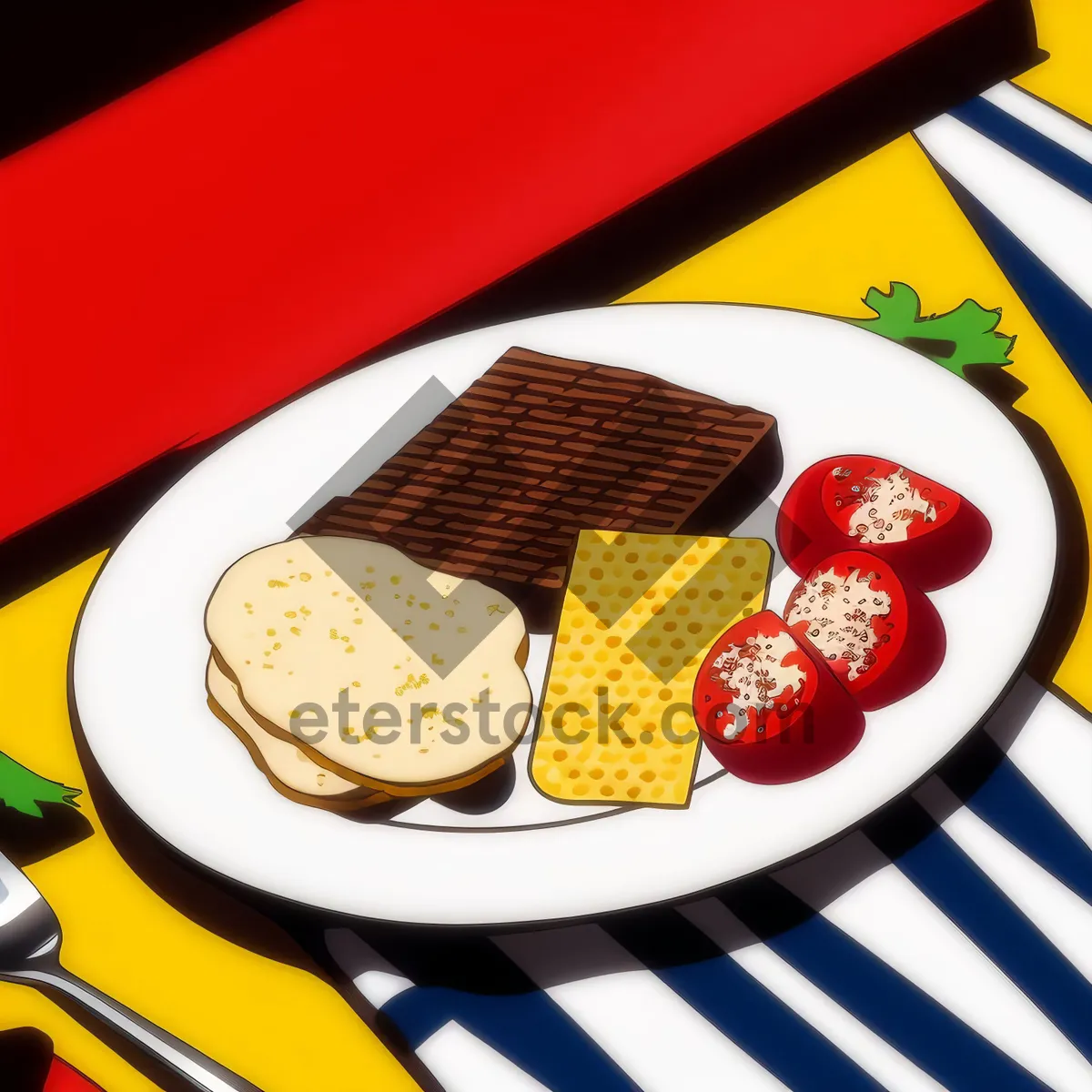 Picture of Delicious fruit and chocolate breakfast plate