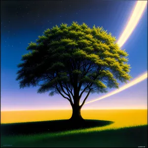 Golden Horizon - Majestic Sun Shining Through Tree Canopy