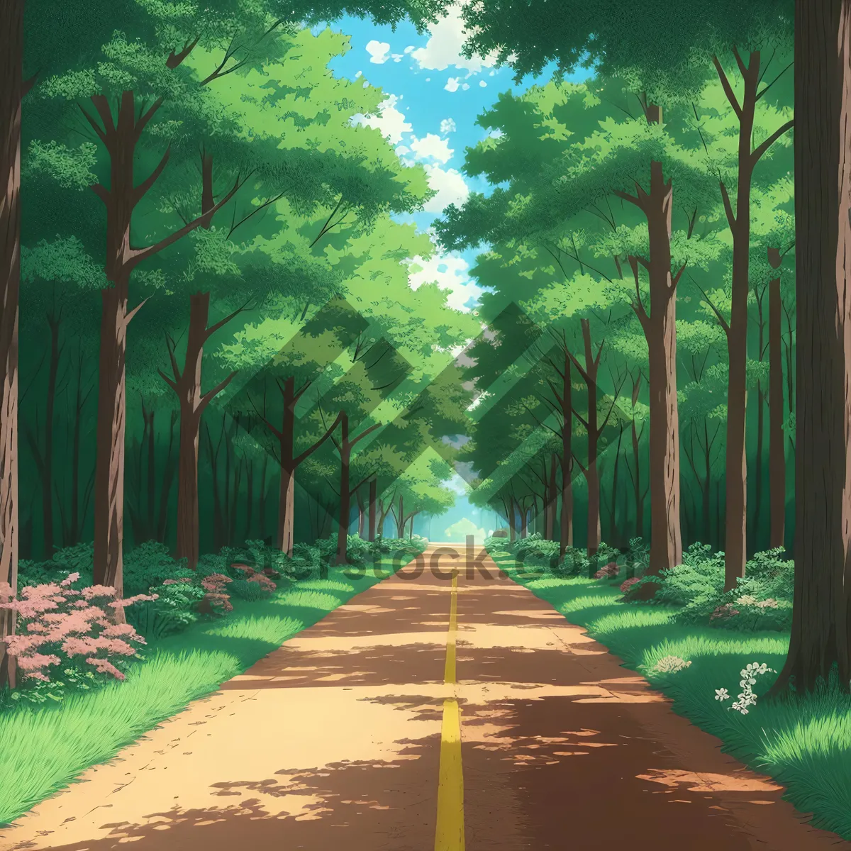 Picture of Serene Path through a Lush Forest