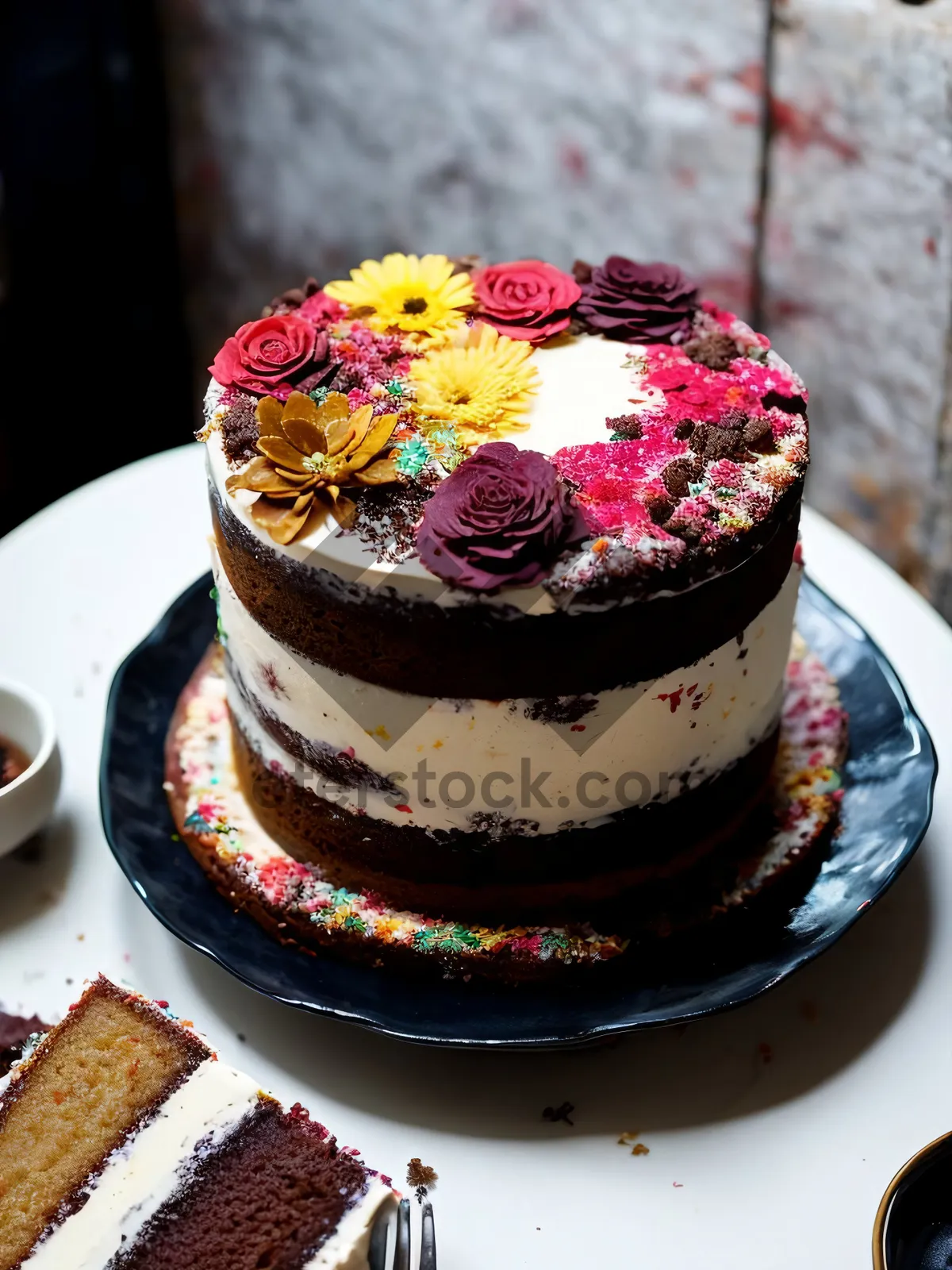 Picture of Delicious Berry Cream Cake with Fresh Strawberries