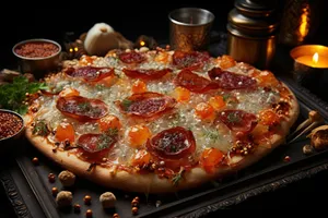 Delicious Pepperoni Pizza with Mozzarella and Tomato