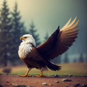 Bald Eagle in Flight, Majestic Predator with Piercing Eyes