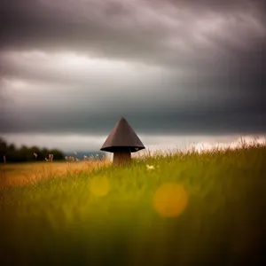 Idyllic countryside barn under vibrant summer sky