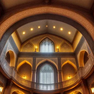 Stunning Cathedral Ceiling with Lit Stained Glass Windows